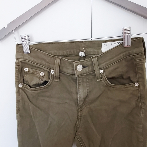 Rag & Bone Jeans Skinny Low Rise Jeans olive green stretch comfortable size 25 - Picture 3 of 9